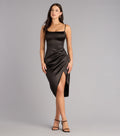 Madelyn Satin Lace-Up Midi Formal Dress