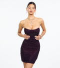 Nicole Rhinestone Lace-Up Strapless Mini Dress