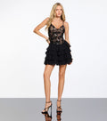 Sorina Lace-Up Sequin A-Line Mini Dress