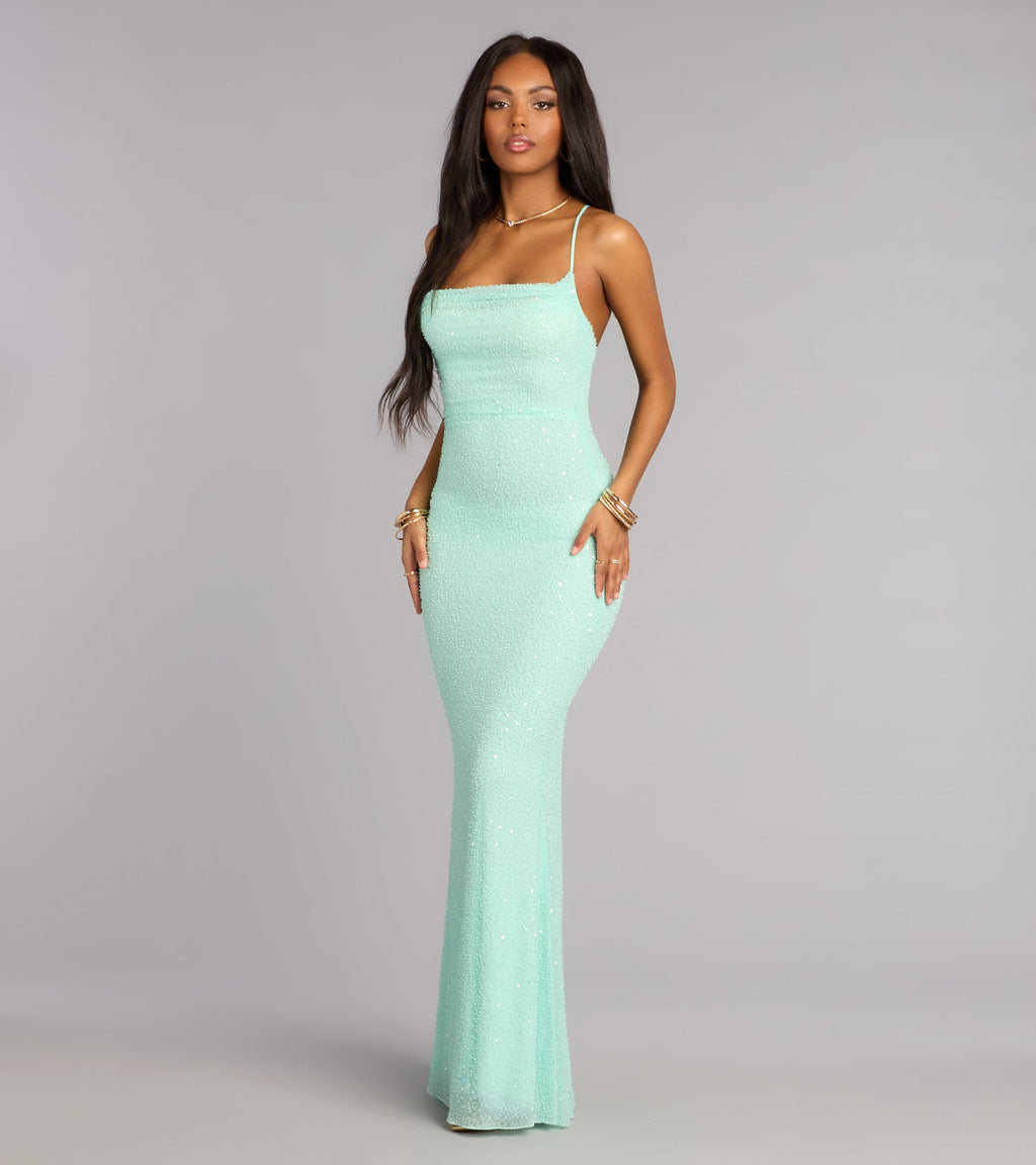 Meara Beaded Sequin Mermaid Formal Dress