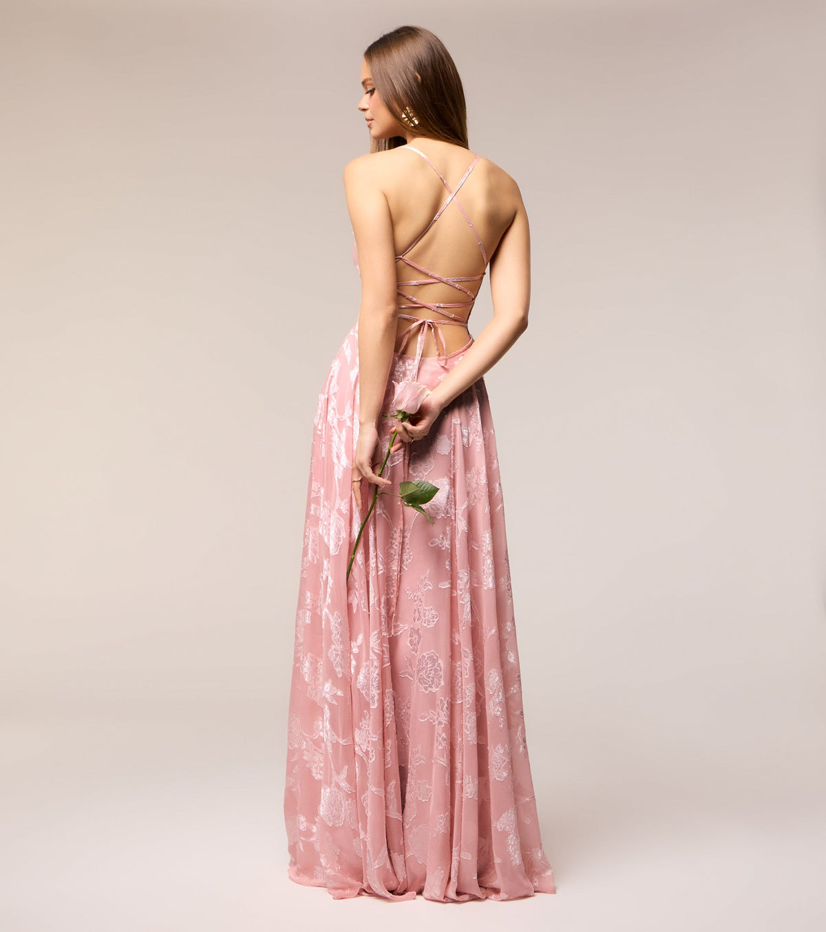 Vivienne Floral Brocade Lace-Up Dress