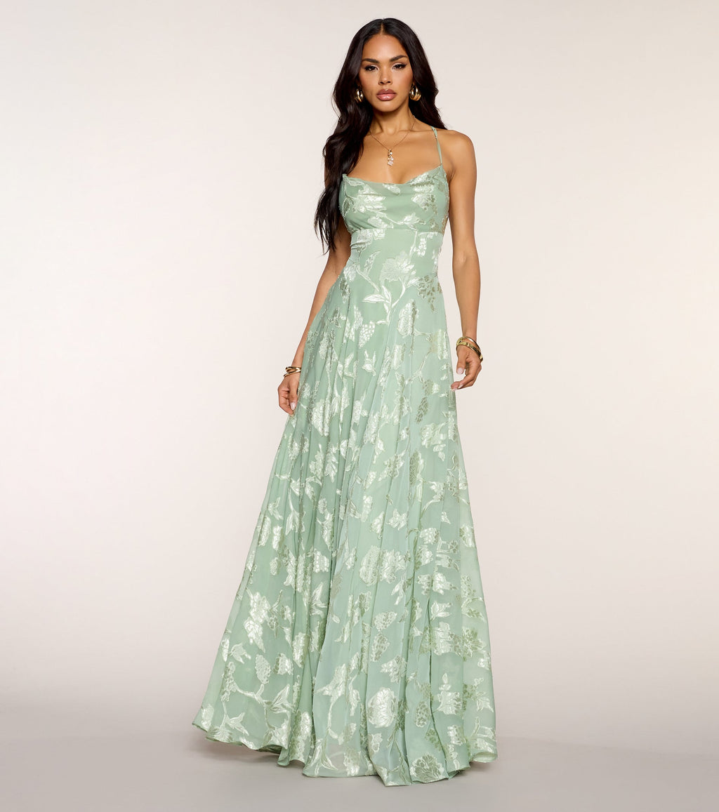 Vivienne Floral Brocade Lace-Up Dress
