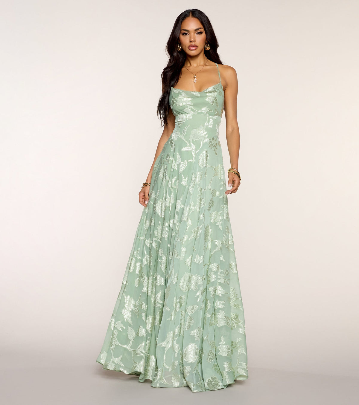 Vivienne Floral Brocade Lace-Up Dress