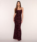 Aileen Floral Velvet Burnout Mermaid Dress
