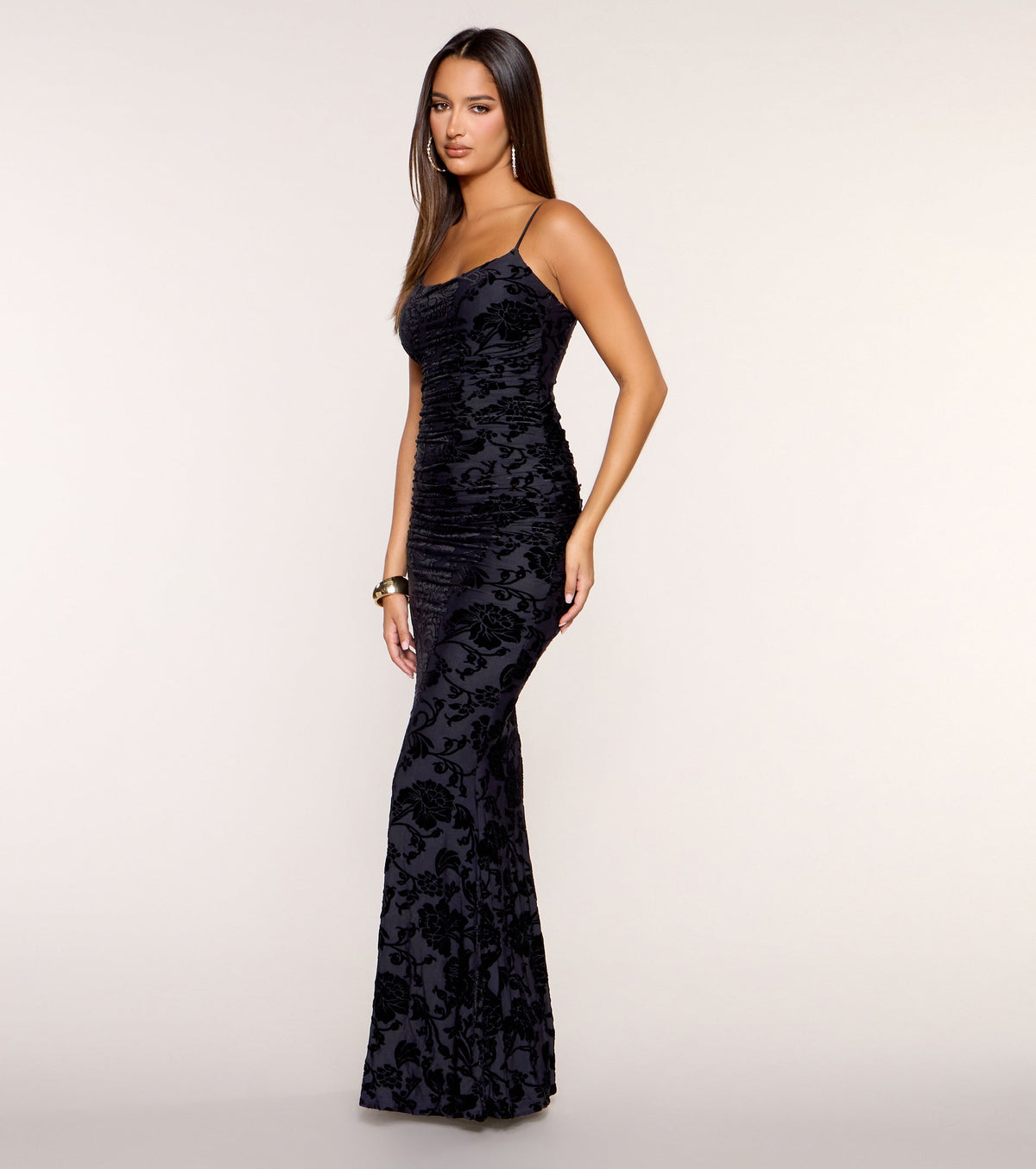Aileen Floral Velvet Burnout Mermaid Dress