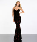 Siofra Floral Velvet Burnout Mermaid Dress