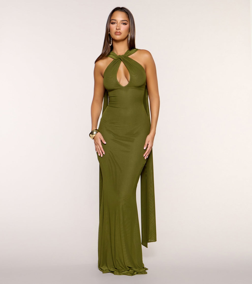 Vesper Draped Halter Mermaid Formal Dress