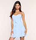 Sweet Cascade Chiffon Sweetheart A-Line Mini Dress
