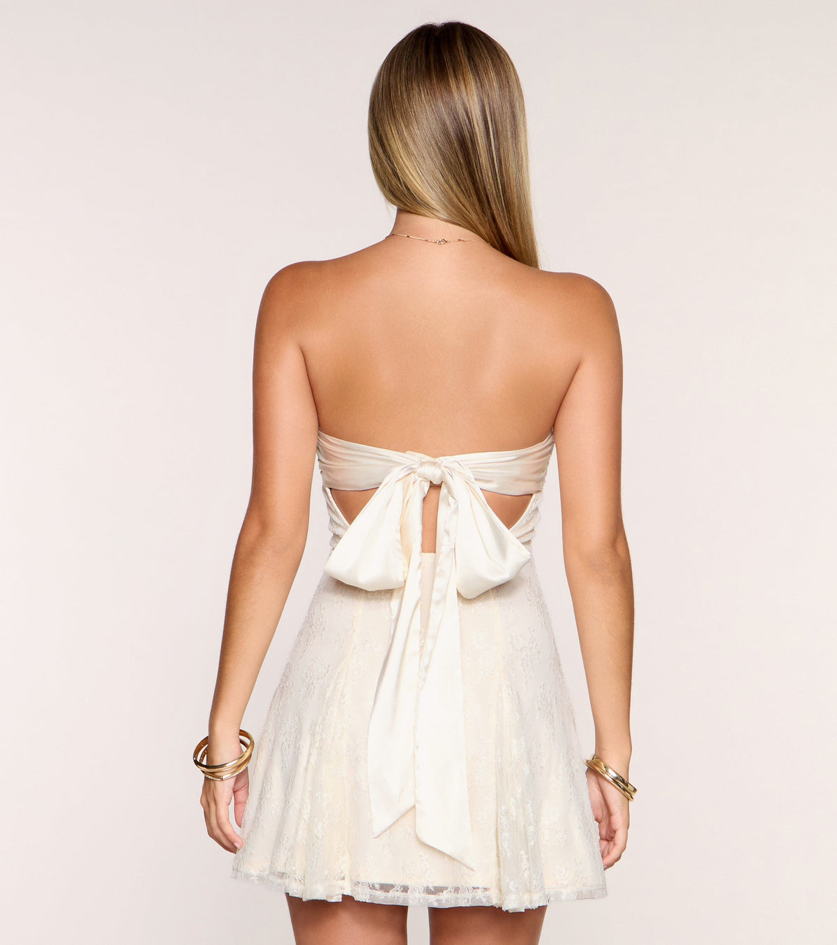 Bow Theory Lace Tie-Back A-Line Mini Dress