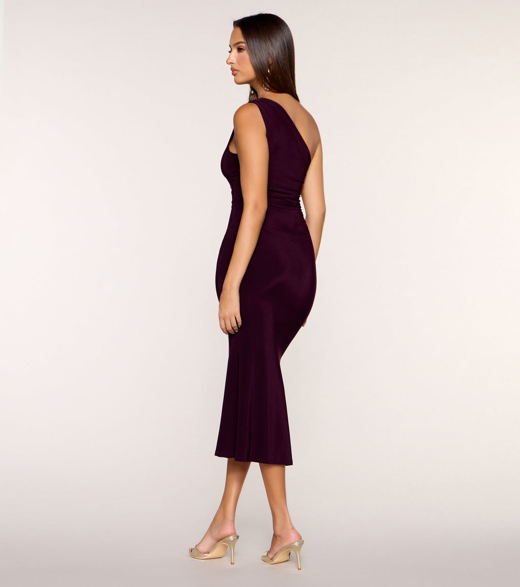 Single Take One-Shoulder Midi Dress