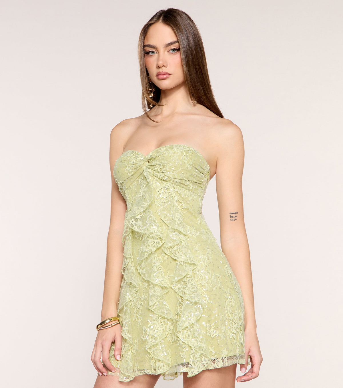 Ruffle Crush Sequin Sweetheart Mini Dress