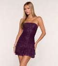 Shine Ripple Rhinestone Ruffle Mini Dress