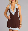 Sweetly Calculated Lace Trim Mini Dress