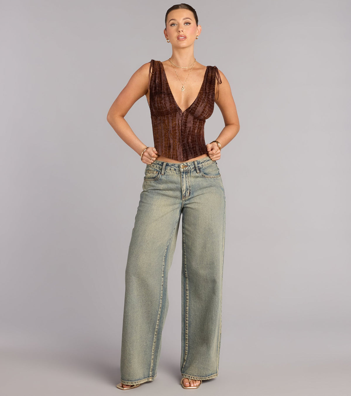 Caught Your Eye Flocked Velvet Corset Top