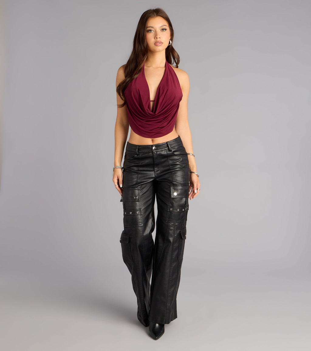 Take The Plunge Sleeveless Halter Crop Top