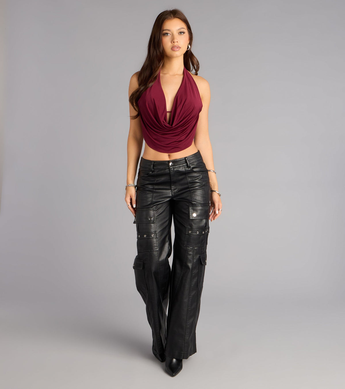 Take The Plunge Sleeveless Halter Crop Top