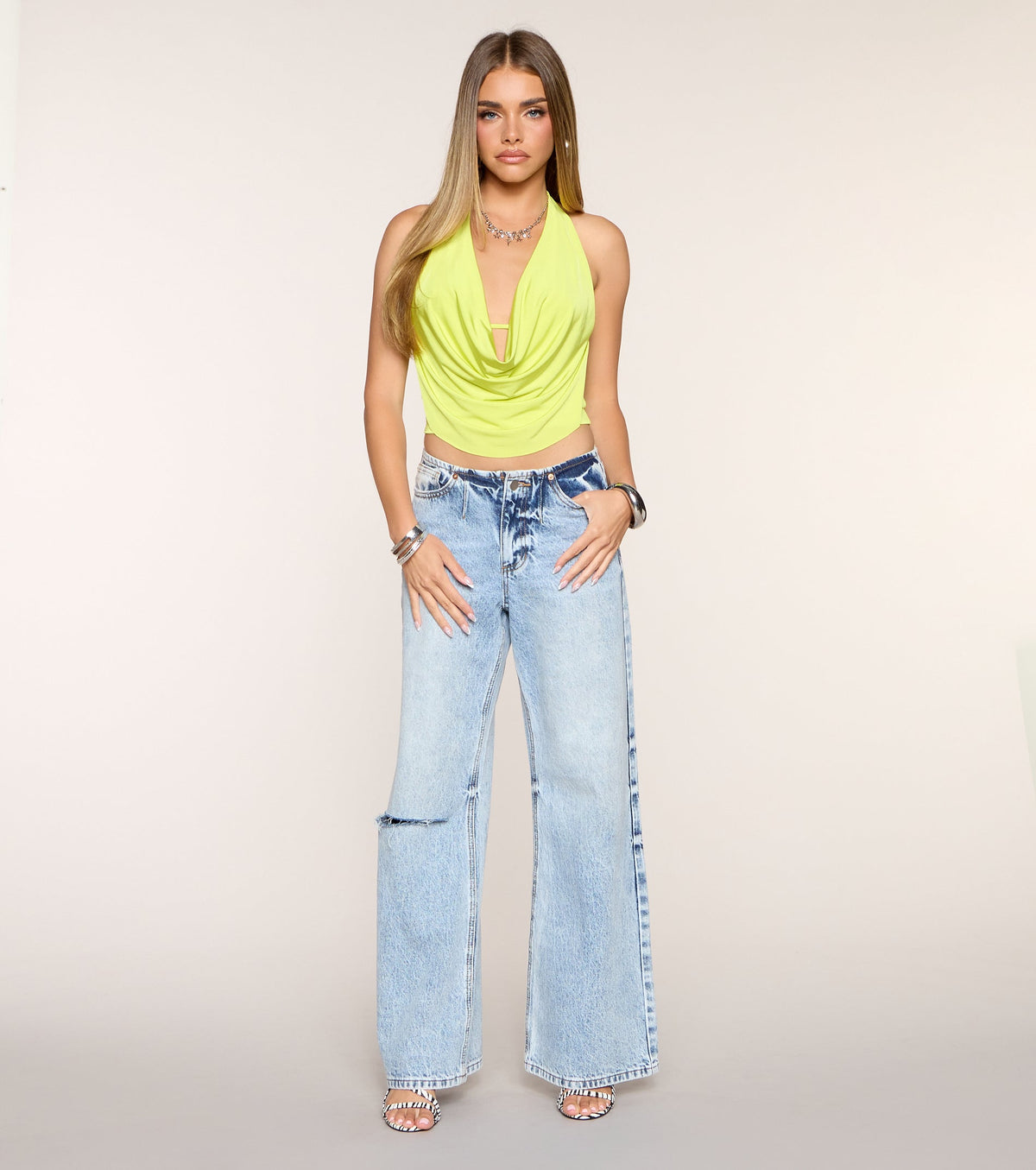 Take The Plunge Sleeveless Halter Crop Top
