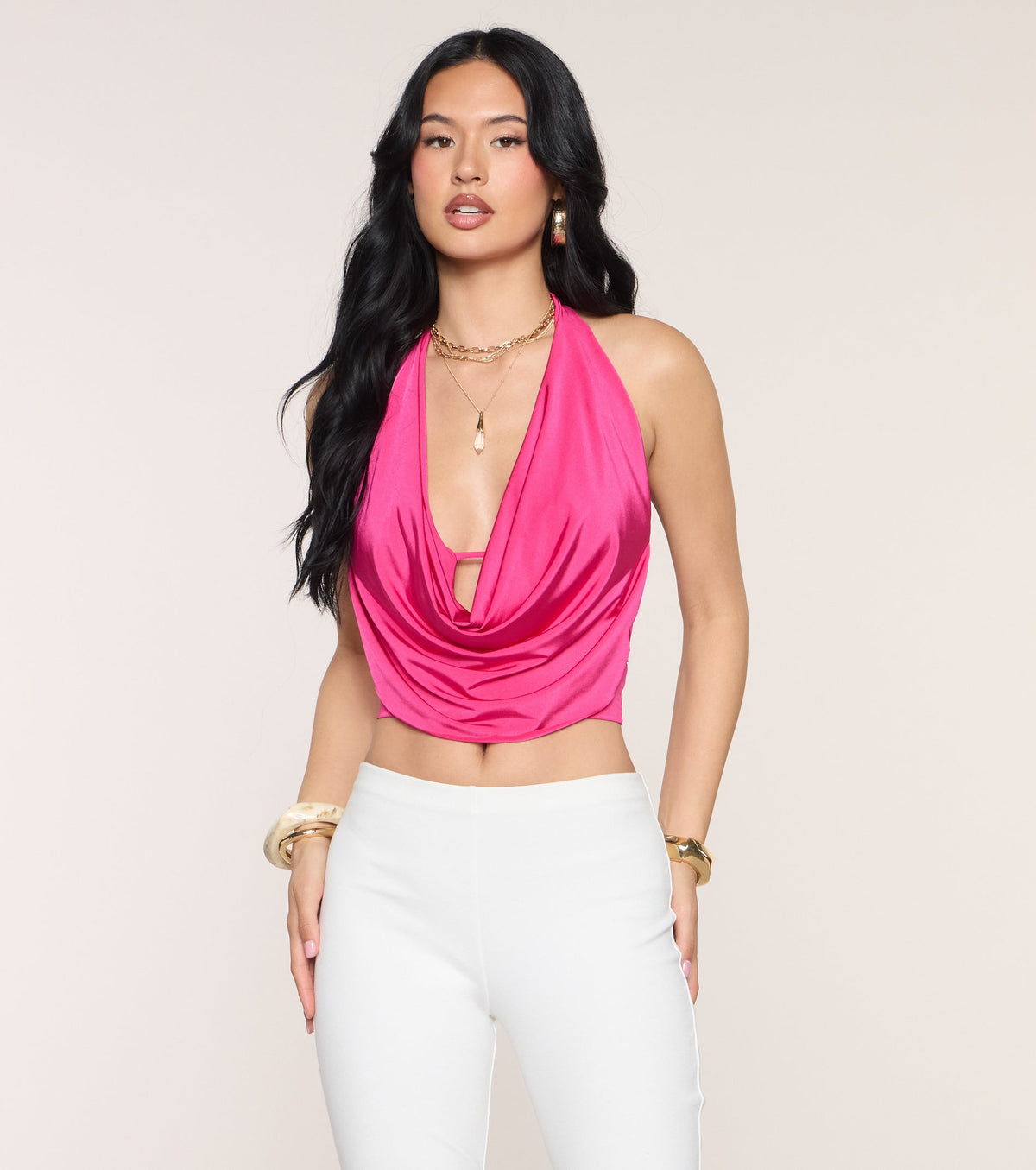 Take The Plunge Sleeveless Halter Crop Top