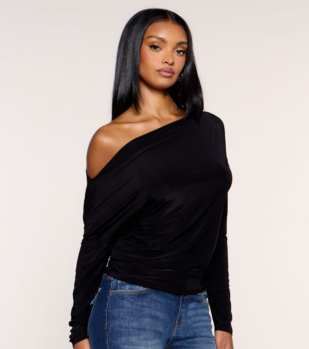 Second Look Lace Back Knit Long Sleeve Top