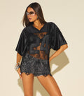 Sporty Chic Lace V-Neck 24 Graphic Jersey Top
