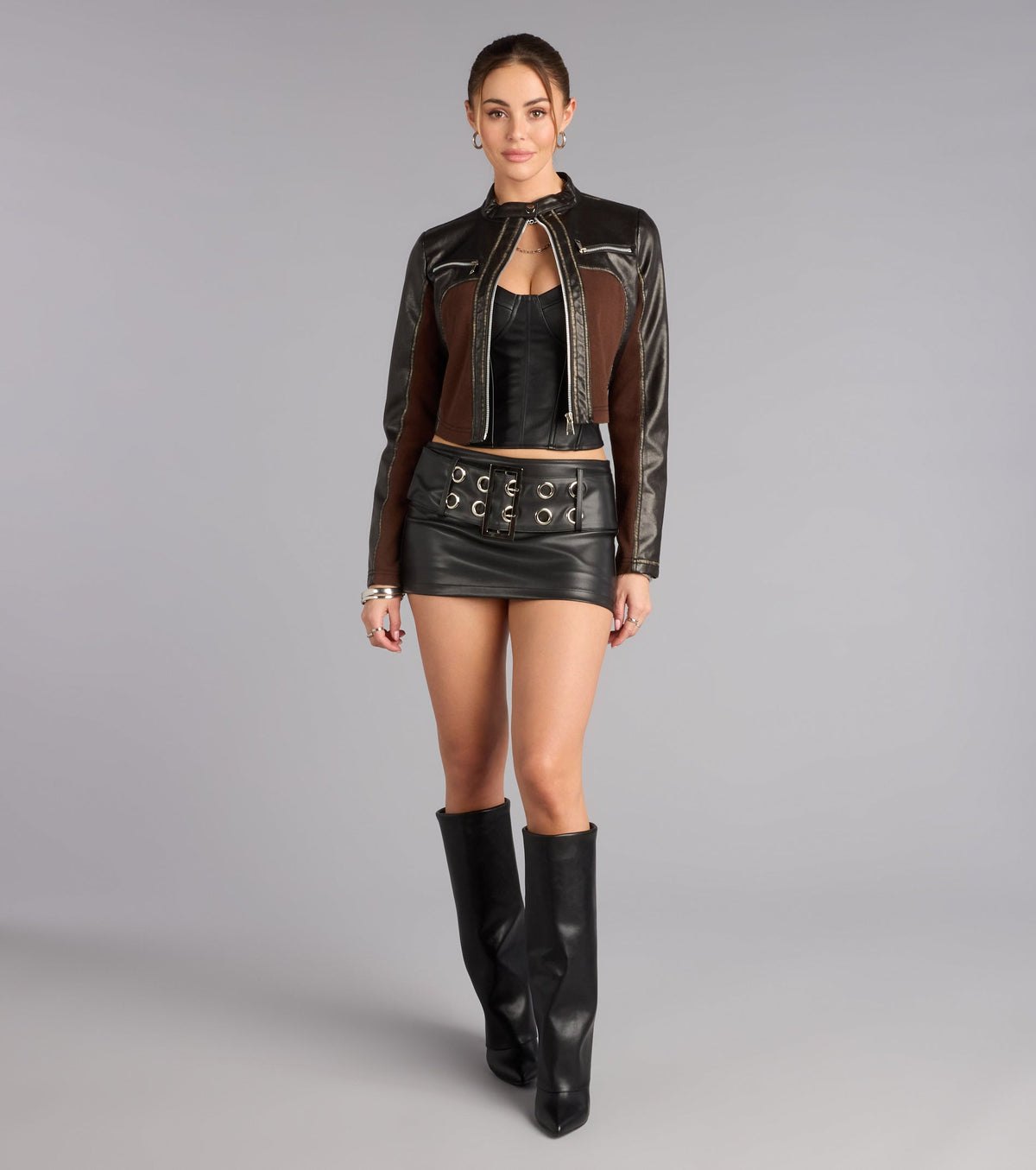 Midnight Edge Strapless Lace-Up Corset Top