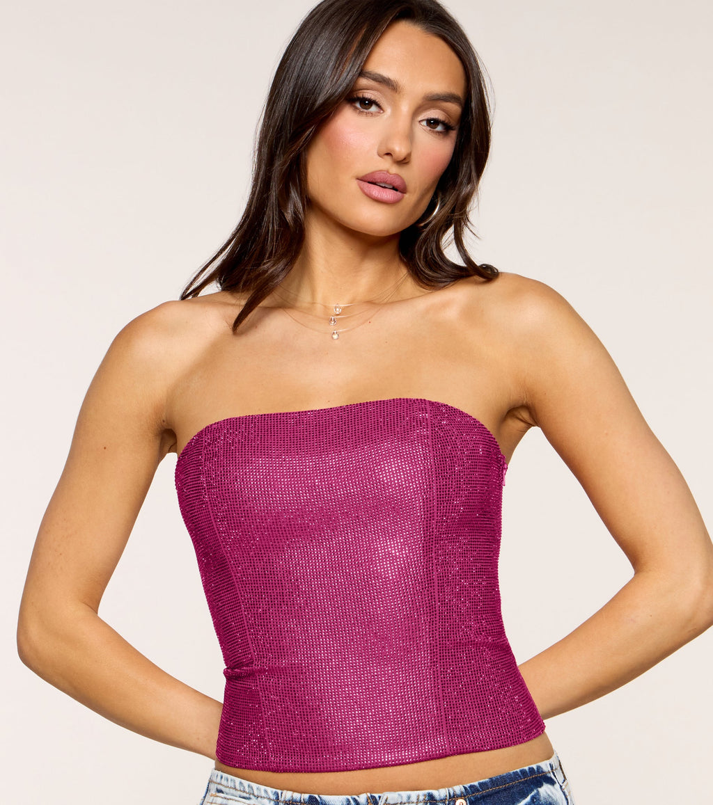 Glitz Game Tube Rhinestone Corset Top