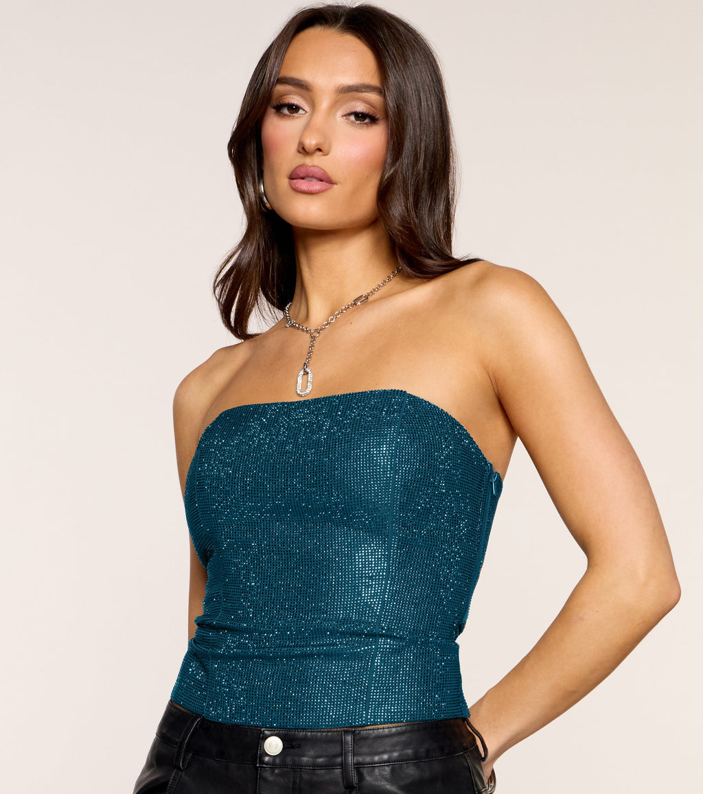 Glitz Game Tube Rhinestone Corset Top