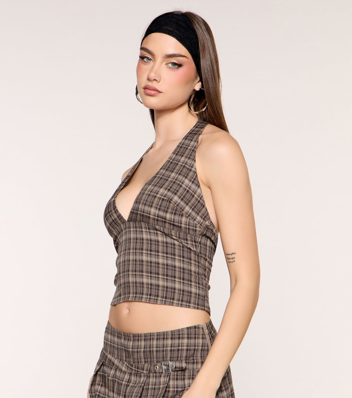 Check Please Plaid Halter Top
