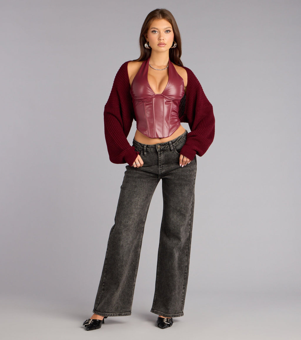 Sweet And Cozy Oversized Knit Sweater Bolero
