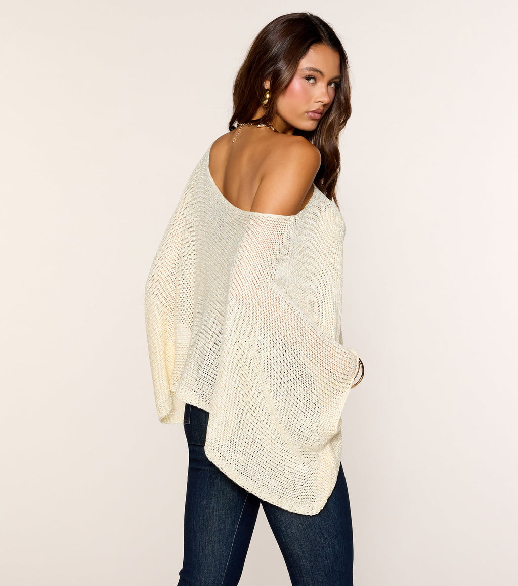 Sheer Shimmer Off-The-Shoulder Poncho