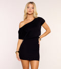 Sleek Slant Off-Shoulder Bodycon Mini Dress