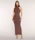 Sleek Intent Mock Neck Side Slit Maxi Dress