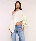 Off Balance Cable Knit Asymmetric Poncho Top