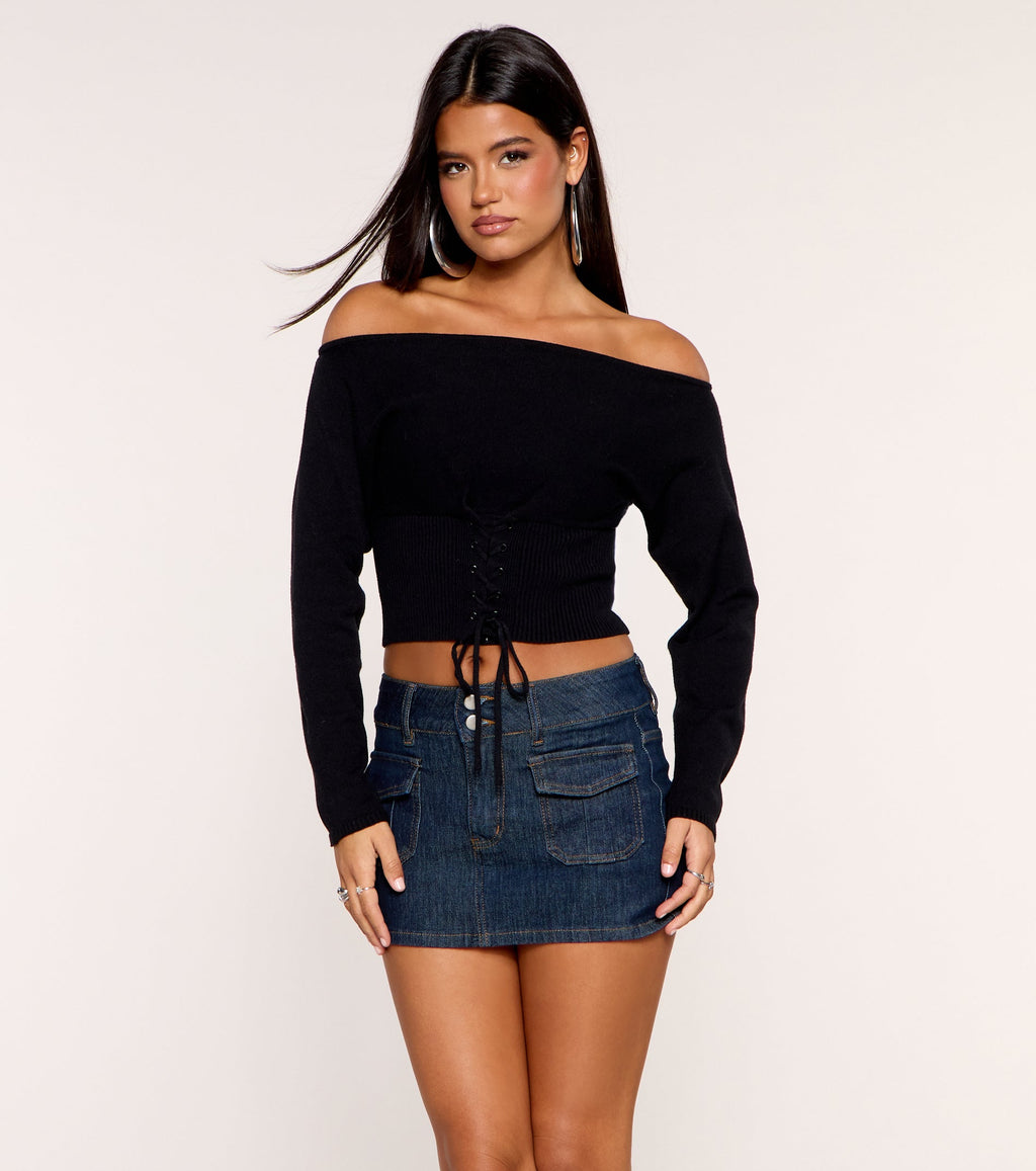 Flip Side Reversible Lace Up Sweater Top