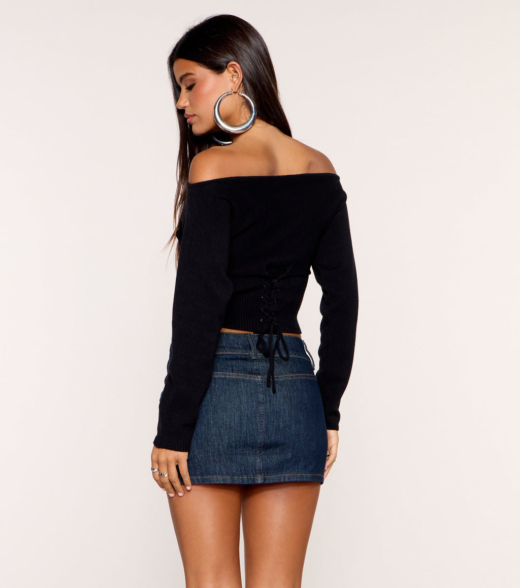 Flip Side Reversible Lace Up Sweater Top