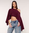 Side Note Cropped Asymmetric Poncho Top