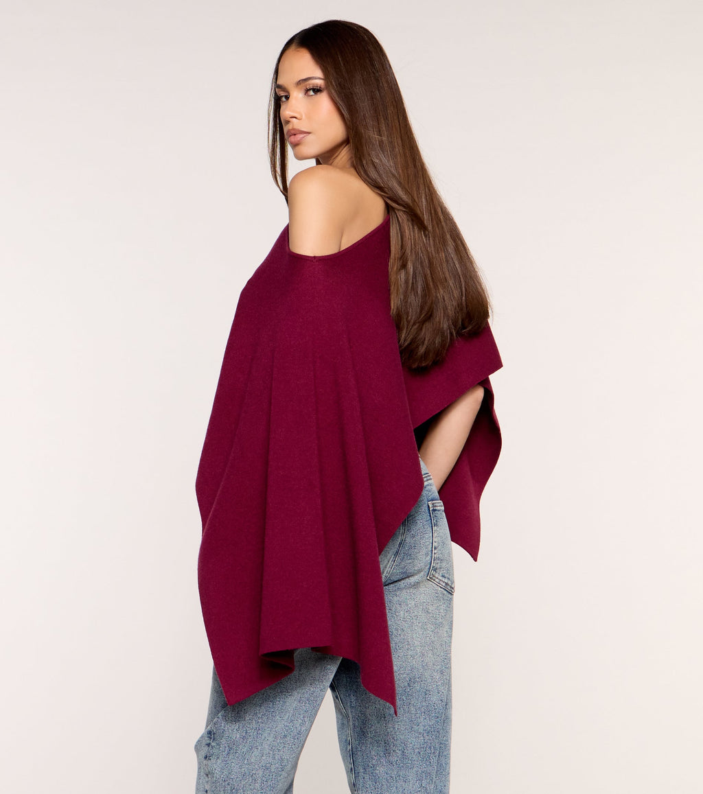Side Note Cropped Asymmetric Poncho Top