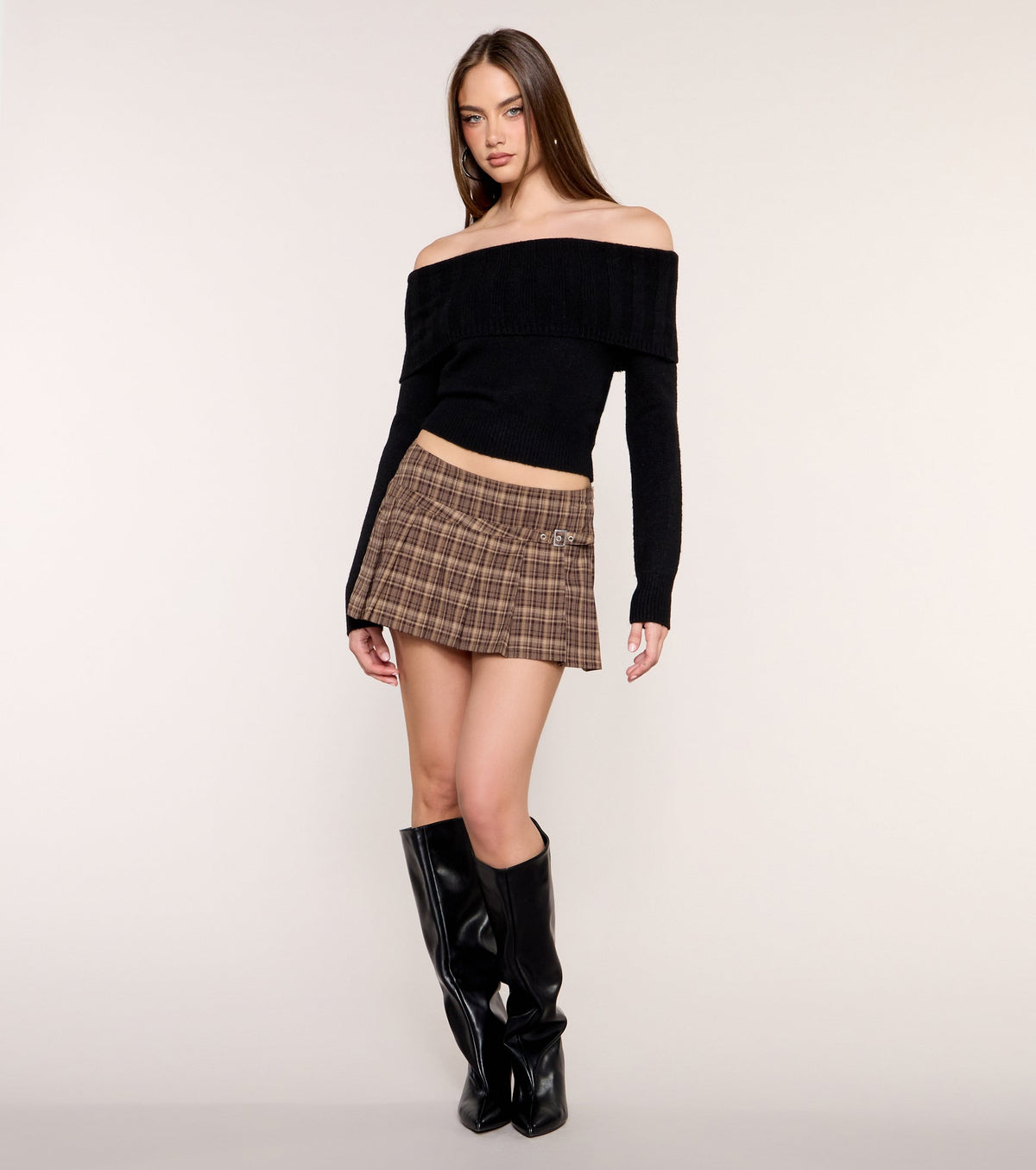 Shoulder Season Foldover Off-Shoulder Sweater Top