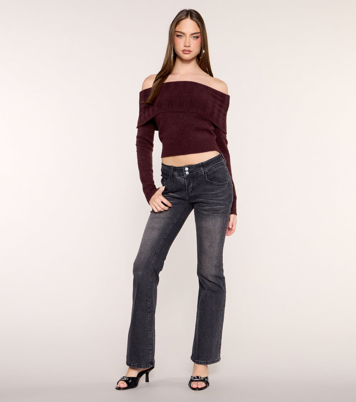 Shoulder Season Foldover Off-Shoulder Sweater Top