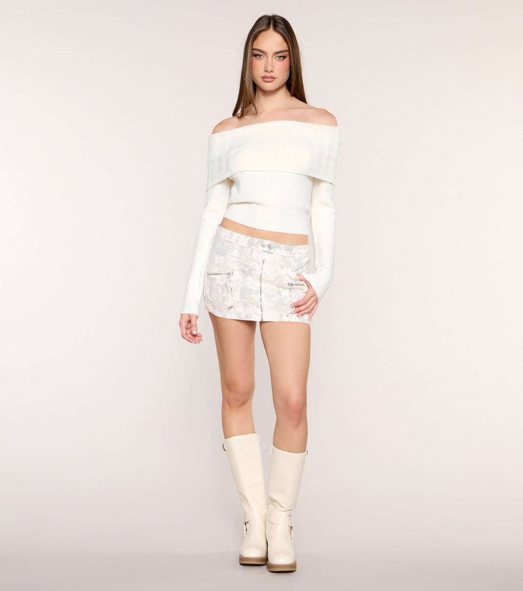 Shoulder Season Foldover Off-Shoulder Sweater Top