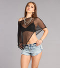 Island Luxe Metallic Knit Poncho