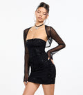 Sheer Mesh Flared Sleeve Bolero