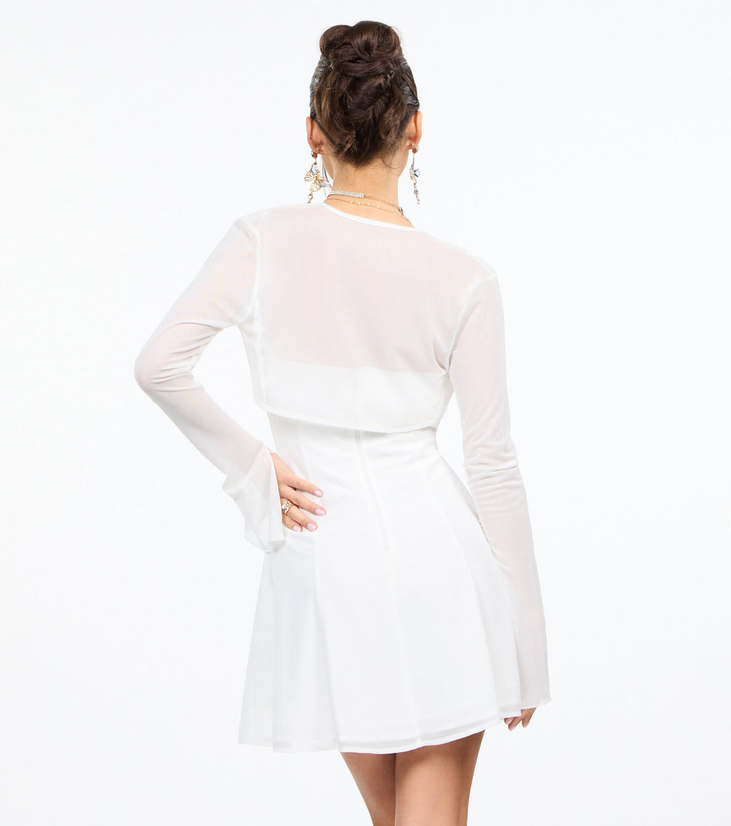 Sheer Mesh Flared Sleeve Bolero