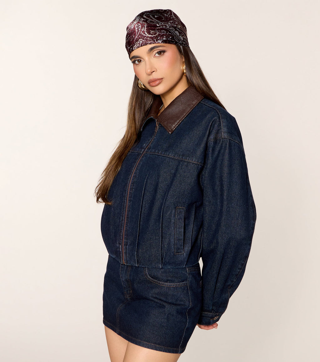 Falling Into Autumn Bubble Denim Jacket
