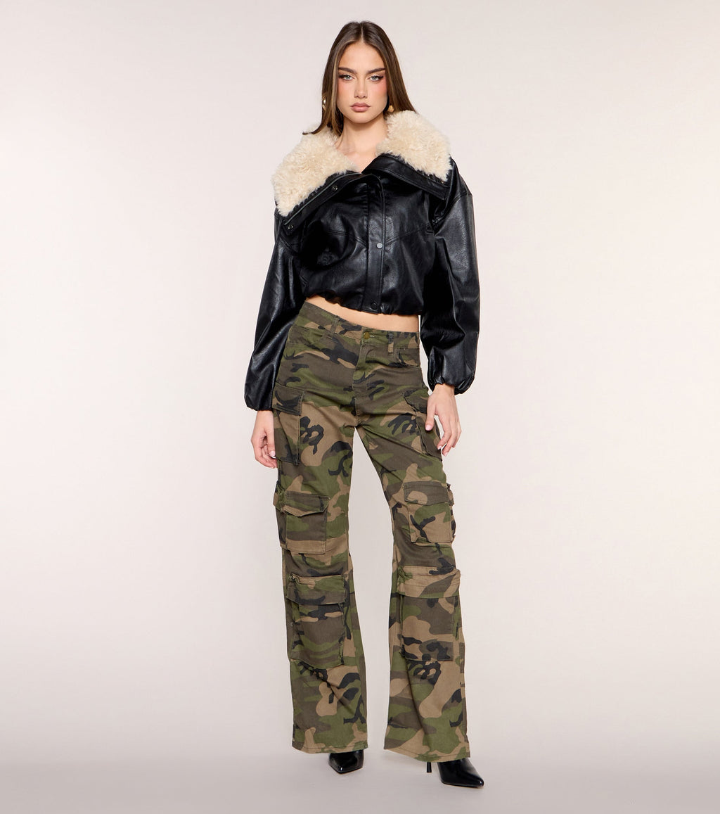 Cold Front Faux Shearling Bomber Jacket
