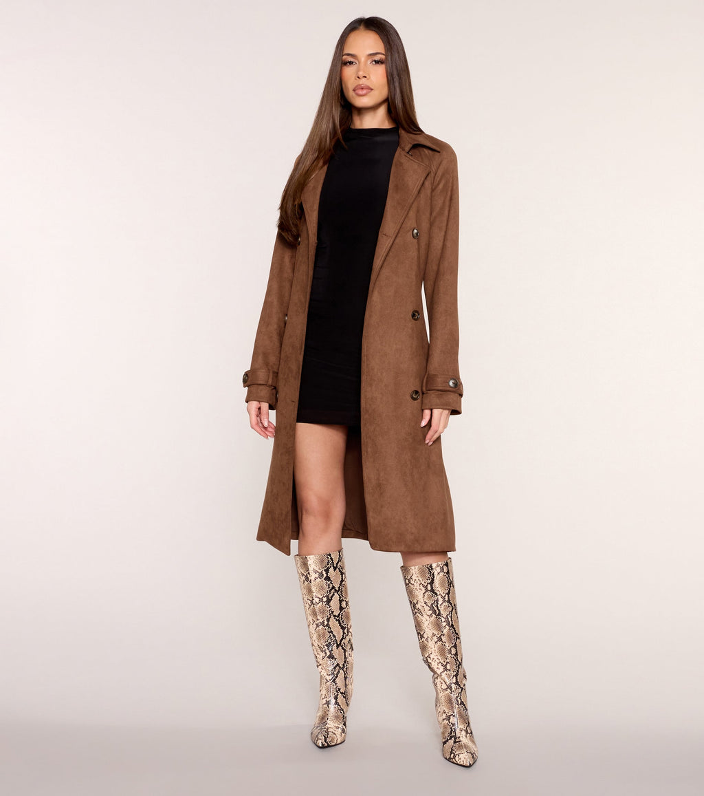 City Forecast Faux Suede Trench Coat