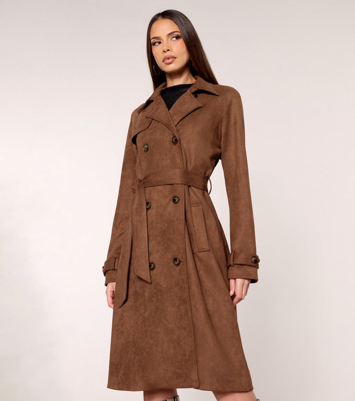 City Forecast Faux Suede Trench Coat