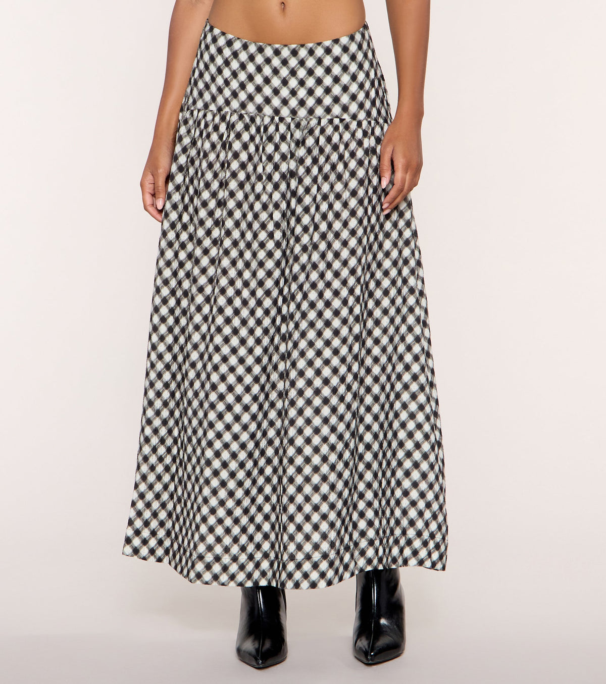 Pattern Play Gingham Plaid A-Line Maxi Skirt