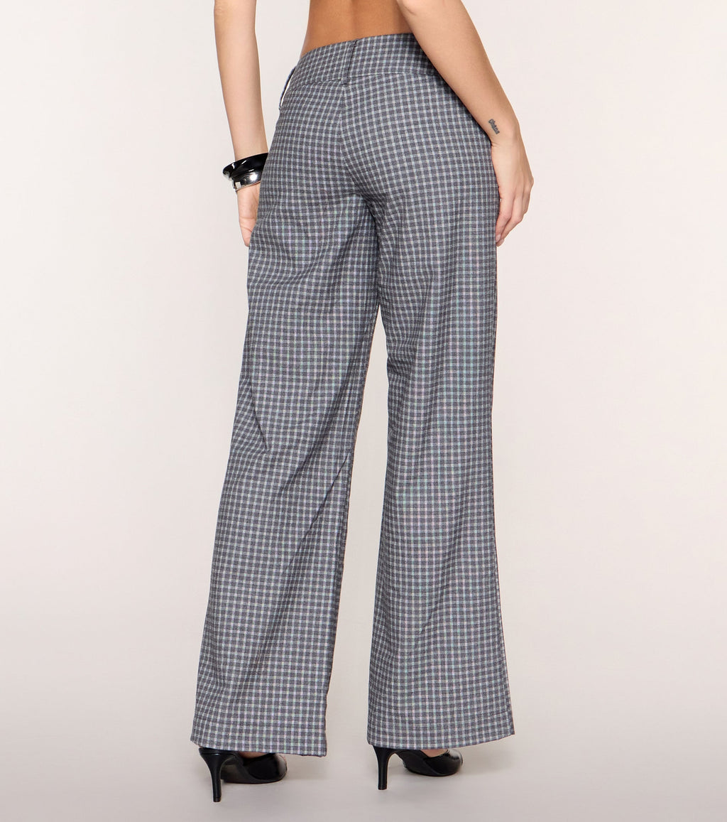 Checked Out Plaid Low-Rise Wide-Leg Pants