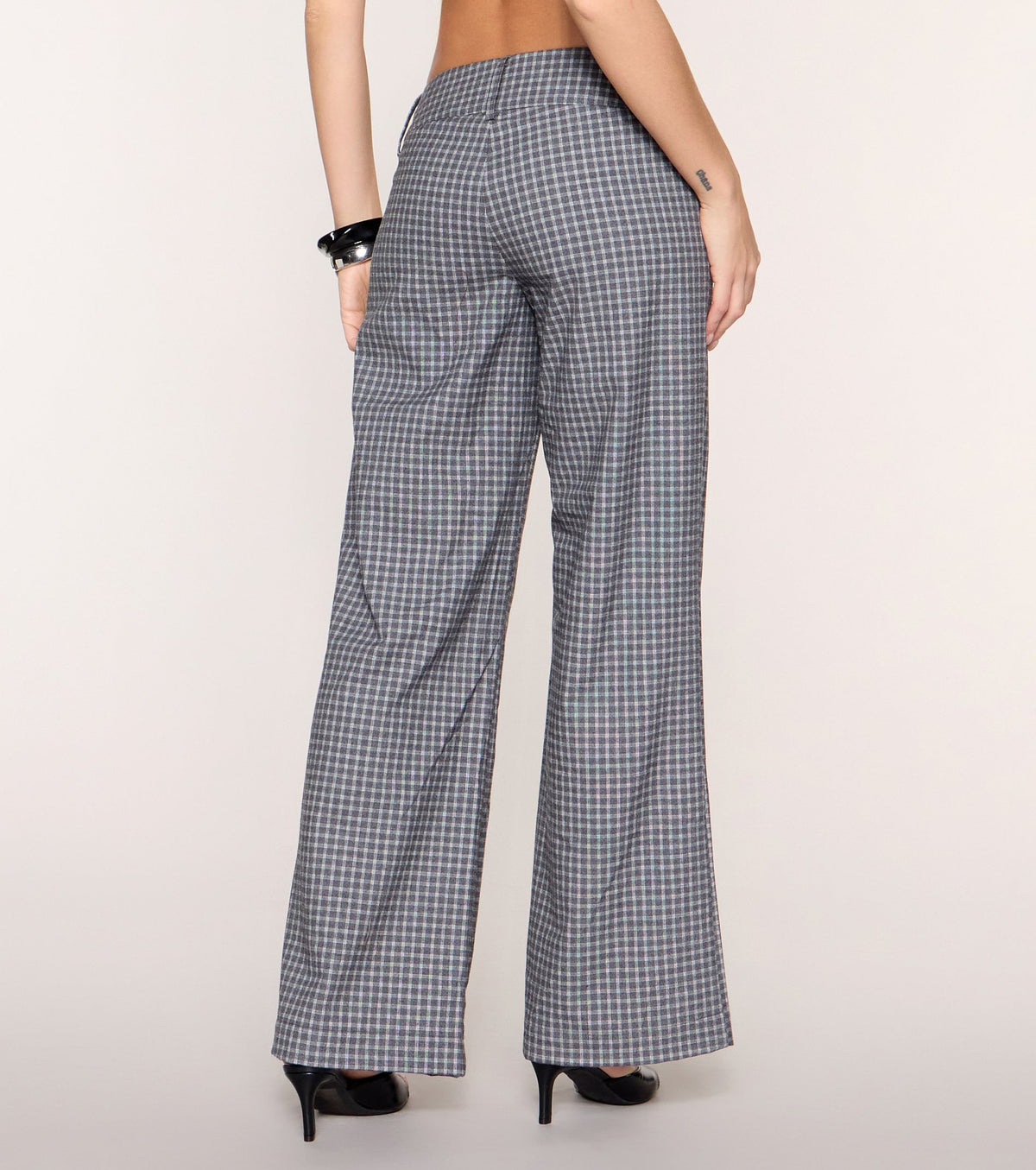 Checked Out Plaid Low-Rise Wide-Leg Pants